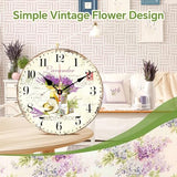 TAHEAT Lavender Wall Clock, Small Vintage Floral Provence Kitchen Clocks, Retro Rustic Battery Operated Wall Clocks for Living Room Bedroom Bathroom Office, 8 Inch