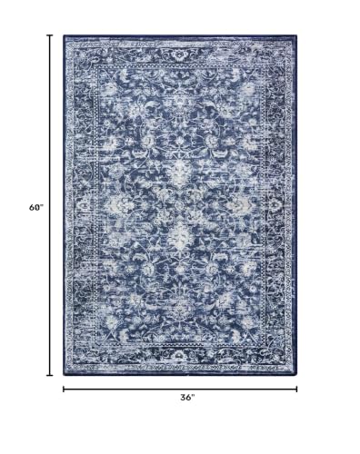 Area Rug 3x5 Washable Entryway Rug Non Slip Blue Kitchen Rugs