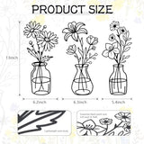OYEFLY 3 Pieces Metal Flowers Wall Arts,Black Metal Vase Wall Art,Rustic Farmhouse Decor (Black)