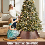 Hatisan Metal Christmas Tree Collar Basket Skirt, 28''Christmas Tree Ring Waterproof Base for Christmas Decorations Indoor Outdoor (Bronze)