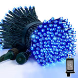 LAMPHOME 33FT 100 LED Blue Christmas Lights,16 Modes Connectable Fairy String Lights, Plug in Indoor Outdoor Blue Lights for Xmas Tree, Party, Garden, Hanukkah, Independence Day Patriotic Patio Decor