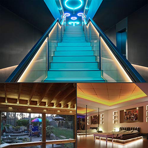 LED Rope Lights, 16.4ft Waterproof Connectable Strip Lighting, 3000K Soft White, Indoor Outdoor Mood Lighting for Home Christmas Holiday Garden Patio Party Decoration