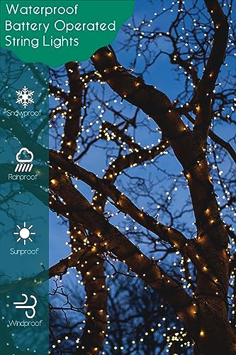 Battery Operated Christmas Lights - 50 LED Mini Lights Battery Operated String Lights Indoor Outdoor String Lights with Timer 8 Modes Fairy Lights for Christmas Tree Wreath Party, Warm White