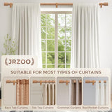 Wood Curtain Rods, 1'' Decorative Adjustable Rustic Farmhouse Drapery Rod, Heavy Duty Boho Curtain Pole for Windows 28 to 48 Inch with Imitation Wooden Grain Finials, (Light Wood/Unique Design)