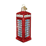Old World Christmas English Phonebooth Glass Blown Ornament for Christmas Tree, Handcrafted Holiday Decoration, Landmark Collection
