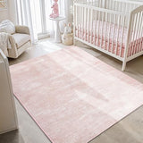 5x7 Washable Area Rug, Pink Solid Area Rugs for Living Room & Bedroom