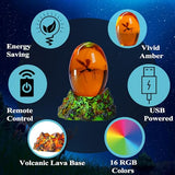 Jurassic 3D Mosquito in Amber Resin, Mosquito Resin with Volcanic Lava Lamp Base with Remote 16 Colors Flashing RGB Dimmable, True 3D 3.3 Inches Tall Dinosaur DNA Replica Paper Weight Gifts