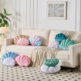 XIAIJIA Seashell Decorative Pillow Shell Shaped Throw Pillow 3D Insert Beach Pillow Soft Velvet Pillow Sea Ocean Decoration Couch Bed Pillow Cushions(Teal,14 X 11 inch)