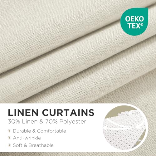 Joydeco Linen Curtains 96 inch Length 2 Panel Set, Light Filtering Curtain for Living Room Bedroom, 52 inch Wide Drapes with Rod Pocket Back Tab (96" Lx52 W, Ivory on Linen)