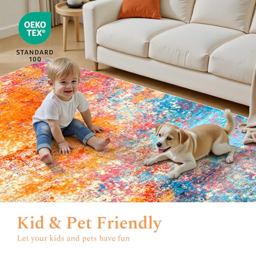 2x3 Washable Entryway Rugs, Small Throw Entry Rug Colorful Rainbow