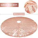 yuboo Rose Gold Summertree Skirt, 48 Inch Sequin Glitter Pink Tree Skirt Mat for Party Wedding Birthday Decor Decorations for the Home
