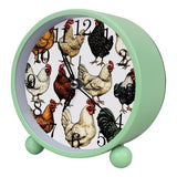 4.3" Analog Alarm Clock Silent Non Ticking, Small Clock with Night Light Battery Operated, Gentle Wake, Easy Set and Read (Chicken Rooster Hen Breeds Farm Animals Collection)