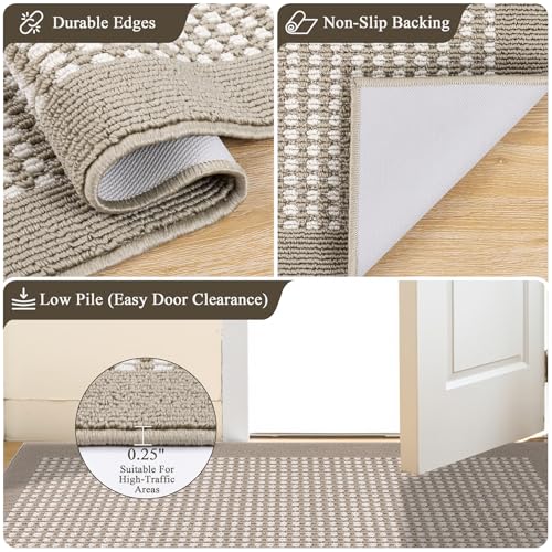 Runner Rug for Hallways 3'x14' Heavy-Duty Durable Entryway Floor Mat with Non Slip Rubber Backing Low-Pile High Traffic Carpet Machine Washable Accent Rugs for Kitchen, Living Room