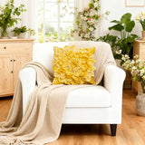 OiseauVoler Decorative 3D Flower Throw Pillow Covers Soft Velvet Handmade Pillowcases Cushion Covers for Couch Bed Living Room Home Decor 18x18 Inch Yellow