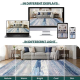 KOZYFLY Modern Washable Rug Runner 2x6 Runners For Hallways Blue/Grey/Beige