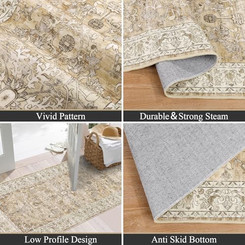2' x 6' Boho Hallway Runner Rug Non Slip Runners,Cream Tan