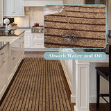 Runner Rug 2FT x 6FT, AYOHA 2'-82' Utility Carpet Runner for Entryway Hallway Aisles Balcony Garages, Area Rugs with Non-Slip Rubber Backing, Brown Strip (Available Custom Sizes)