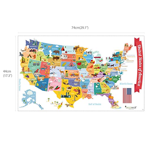 DECOWALL SG2-1906 USA Kids Wall Stickers Wall Decals Peel and Stick Removable Wall Stickers for Kids Nursery Bedroom Living Room décor