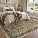 Vintage Distressed 5x8 Area Rugs for Living Room Bedroom, Low Pile Machine Washable Non Slip Dining Room Carpet Rugs for Under Table/Home Office/Kitchen, Multi Brown with Olive Accents