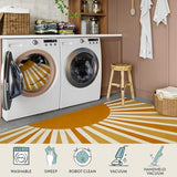 Lahome Round Rugs 8Ft for Living Room, Rainbow Sun Print Carpet