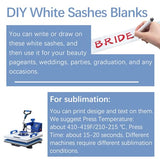 25Pcs White Sashes Blank Satin Sublimation Sash for Pageants to Decorate Plain 2026 Senior Graduation Birthday Sash for Women Homecoming