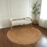 KIBAGA Beautiful 5x5 ft Round Jute Area Rug for Your Home - This Natural Hand Woven Rug Fits Perfectly Into Your Entry Area, Kitchen Or Living Room - Modern Braided Circle Mat Enhances Any Boho Decor
