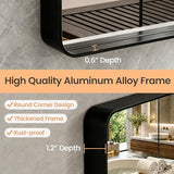 JISOSO Black Bathroom Mirror Wall Mounted Vanity Mirror with Rounded Corner Metal Framed, Tempered Glass, Anti-Rust(Horizontal/Vertical), 22 x 30 Inch