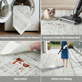 5x8 Washable Area Rug for Living Room Bedroom: Non-Slip Modern White Gray