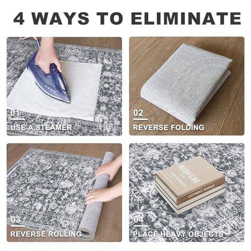 Area Rug 6x9 Living Room Rug Washable Rugs Non Slip Rugs, Grey