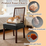 6 Pack Leather Chair Cover, Black PU Dining Chair Seat Covers, Stretch Fit Seat Covers for Dining Chairs, 15-19 Inch Chair Seat Slipcovers for Kitchen, Dining Room, Pets, Everyday Use