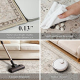 HILORUUG 4x5 Rug Entryway Washable: Non-Slip Oriental Area Rug for Bathroom Kitchen- Farmhouse Low Pile Stain Resistant Carpet Long Thin Front Door Mat (4x5 Ivory/Grey/Multi)
