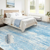 Washable Rug 9x12 Area Rugs for Living Room: Large Neutral Soft Rug Abstract Non Slip Low Pile Modern Carpet for Bedroom Kitchen Nursery Office Dining Room Indoor (Lightblue, 9'x12')