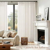Joywell Linen Pinch Pleated Curtains 84 Inches Long 2 Panels | Thick Living Room Bedroom Drapes, Light Filtering Semi Sheer, Natural Cream Ivory Beige Birch, Boho Back Tab, with Clip Rings