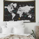CAPSCEOLL World Map Tapestry for Kids Student Wall Tapestry World Geographical Distribution Tapestries for Men 80X60 Inches Tapestries for Bedroom Living Wall Art