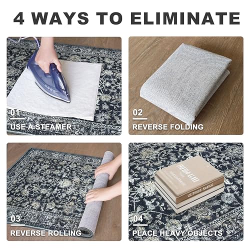 Area Rug 3x5 Washable Entryway Rug Kitchen Rugs, Midnight Navy