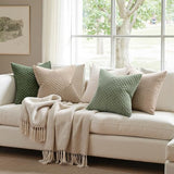 MIULEE Pack of 2 Decorative Throw Pillow Covers 18x18 Inch Soft Boho Striped Textured Corduroy Pillow Covers Spring Modern Farmhouse Home Decor for Couch Bed Sofa Living Room Sage Green