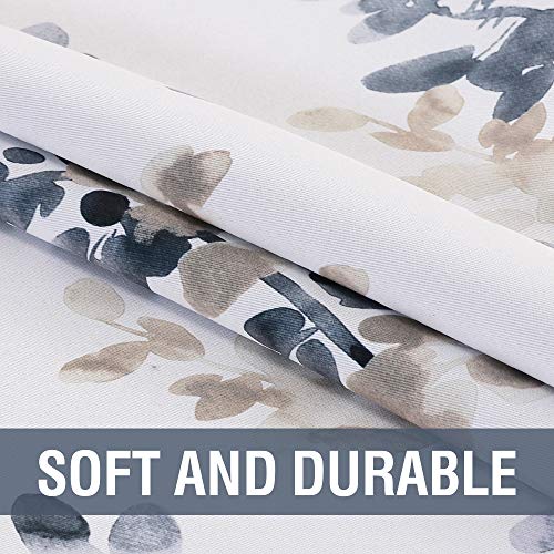H.VERSAILTEX Blackout Curtains for Living Room Darkening Thermal Insulated Panels 84 Inch Long Light Blocking Grommet Curtains/Drapes, 2 Panels, Vintage Classical Floral Printing Bluestone and Taupe