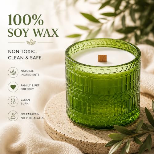 Hidden Label Citronella Candles Outdoor, 7.4oz Crackling Wood Wick