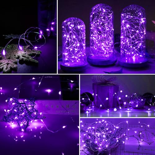 AIKEI 12 Pack LED Fairy Lights Battery Operated, Mini String Lights Waterproof 7ft 20 Led Firefly Starry Lights for Wedding Party Bedroom Garden Christmas Decoration Purple
