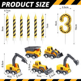 12 Pcs Construction Birthday Candles, Number 3 Candle Construction Cake Topper, Digger Cake Topper for Boys Girls Construction Birthday Party Supplies Decorations