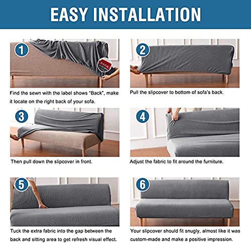 YOPOIY Premium Polyester Futon Cover Stretch Futon Slipcover Printed Armless Sofa Cover with Elastic Bottom Washable for Kids Dog Cat -7-160-190CM