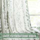 MEETSKY Sage Green Curtains 84 Inches Long 2 Panels Boho Curtains for Living Room Light Filtering Patterned Drapes for Bedroom Linen Style Back Tab Leaf Print Window Treatment, 50” Wide Each Panel