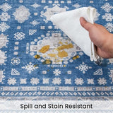 2x12 Runner Rug Washable Non Slip Boho Floor Mat for Long Hallway, Blue