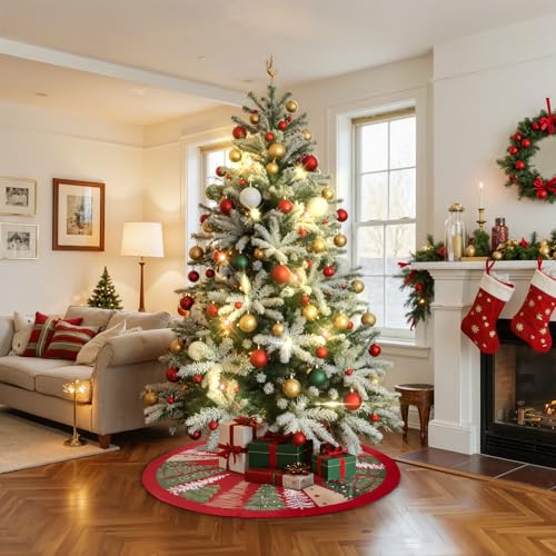 Lanpn Christmas Tree Skirt 60 inch, Velvet Xmas Tree Skirt Winter Christmas Tree Mat for Extra Large Artificial Trees Winter Home Party Holiday Indoor Xmas Decorations (Red, 150cm)