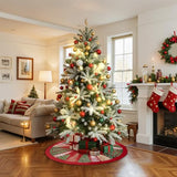 Lanpn Christmas Tree Skirt 60 inch, Velvet Xmas Tree Skirt Winter Christmas Tree Mat for Extra Large Artificial Trees Winter Home Party Holiday Indoor Xmas Decorations (Red, 150cm)