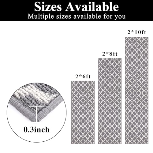 Runner Rug for Hallway 2×8feet Non Slip Kitchen Runners, Grey