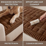 decorUhome Couch Cover for Dogs, Non-Slip Fuzzy Pet Sofa Cover for Seat, Backrest & Armrest, Soft Washable Pet-Friendly Sofa Protector, Brown, 27.6" x 27.6"