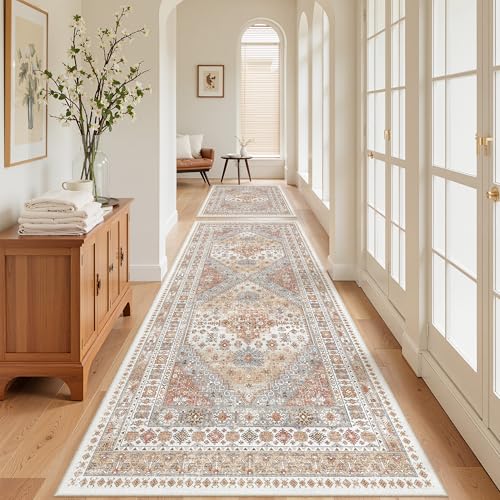 4x10 Runner Rug, Washable Hallway Runner Rug, Orange