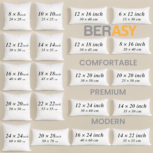 Pillow Insert, Soft Cushion Filling for Sofas, Decorative Pillow Covers with Lumbar Support (8x16 inch Pillow Filling - 20x40 cm Pillow Filling)