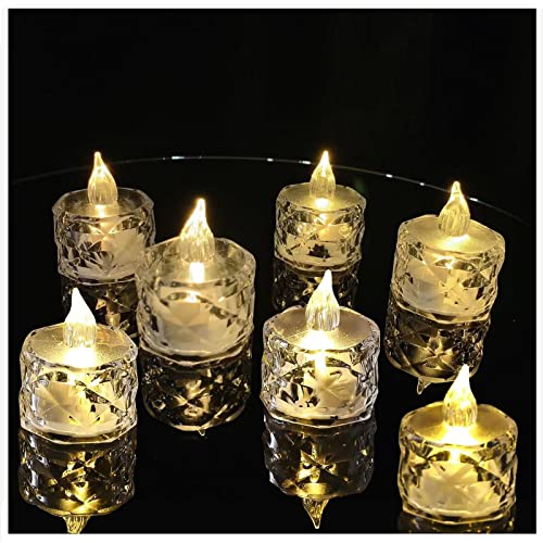 12pack LED Crystal Candle Light Table Centrepiece Flameless Candles Transparent Small Tea Wax Birthday Proposal INS Desktop Decoration Create Atmosphere Smokeless Candles Tea Lights
